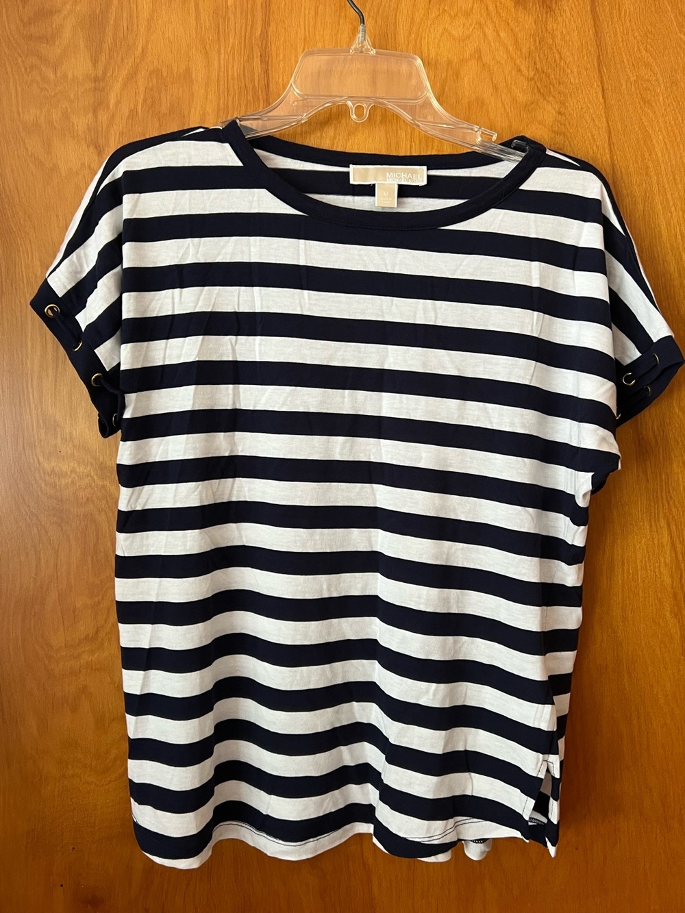 Like new Michael Kors navy and white striped shirt sleeve top